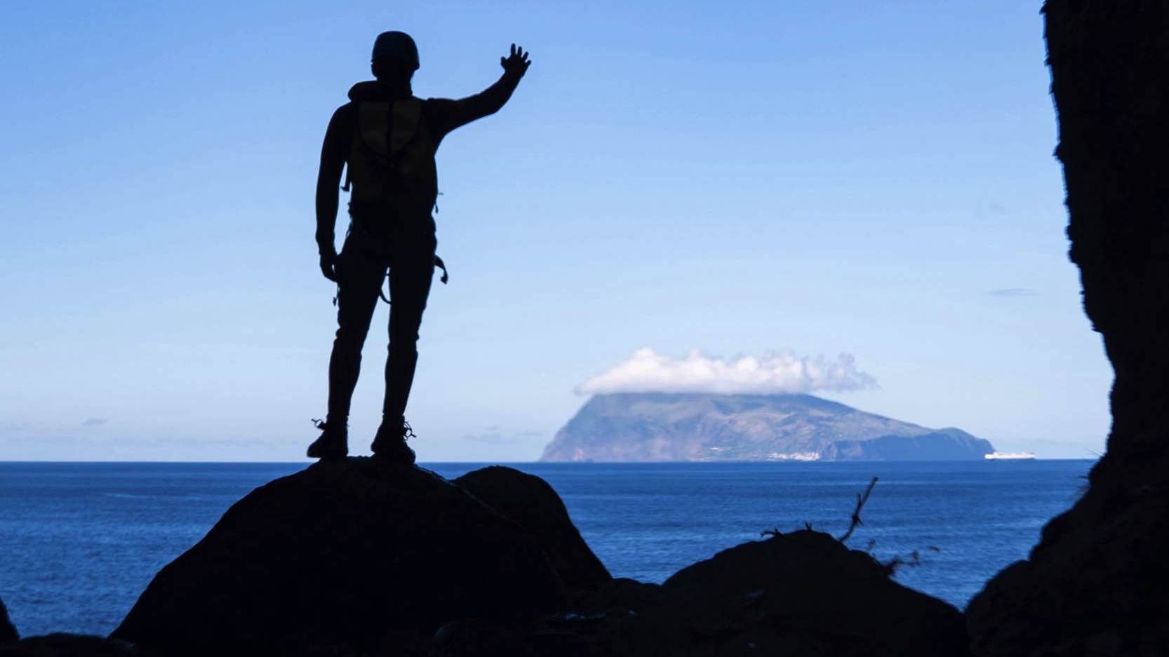 Canyoning with Corvo island in front